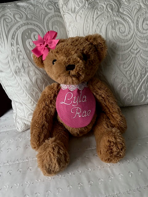 Remembrance bear and pillow keepsake set made from a loved one's clothing, sympathy gift