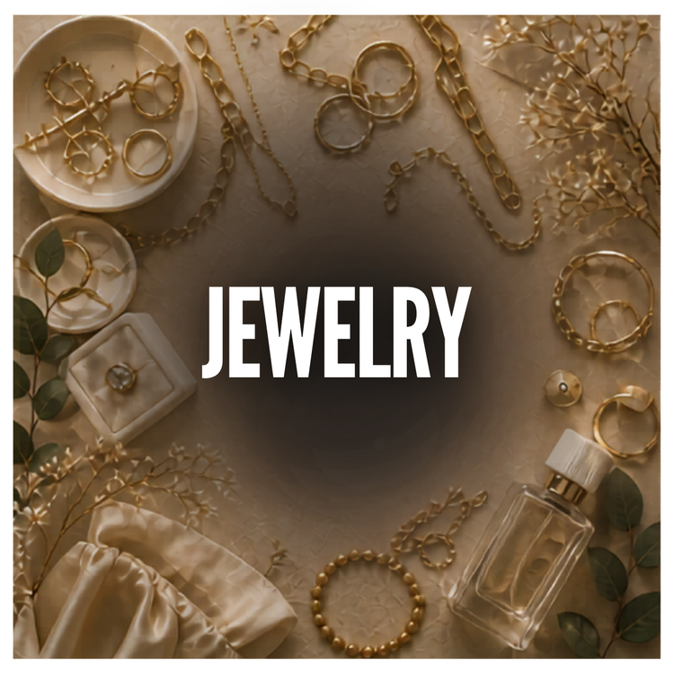 Boutique jewelry collection featuring layered necklaces, bracelets, earrings, and coastal-inspired accessories.
