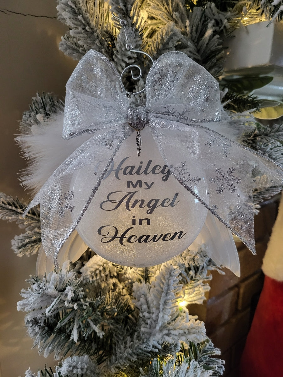 Personalized Angel in Heaven memorial ornament, sympathy keepsake gift