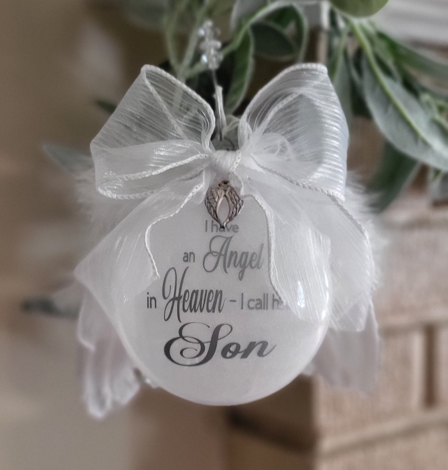 Personalized angel memorial ornament, Jersey Shore sympathy keepsake
